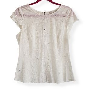 LOFT Floral Eyelet Top 8